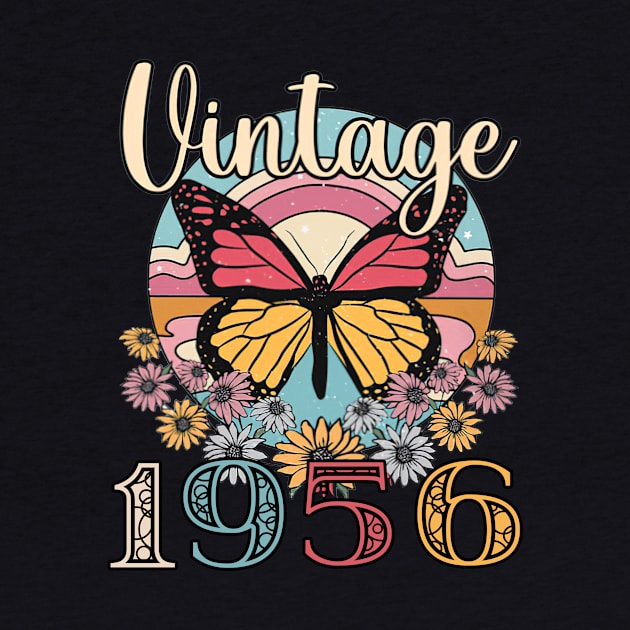 Floral Butterfly Retro Vintage 1956 67th Birthday by louismcfarland